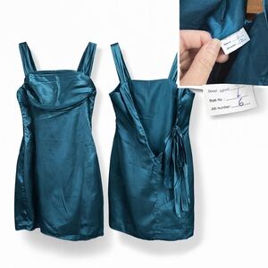 Elegant Teal Satin Dress